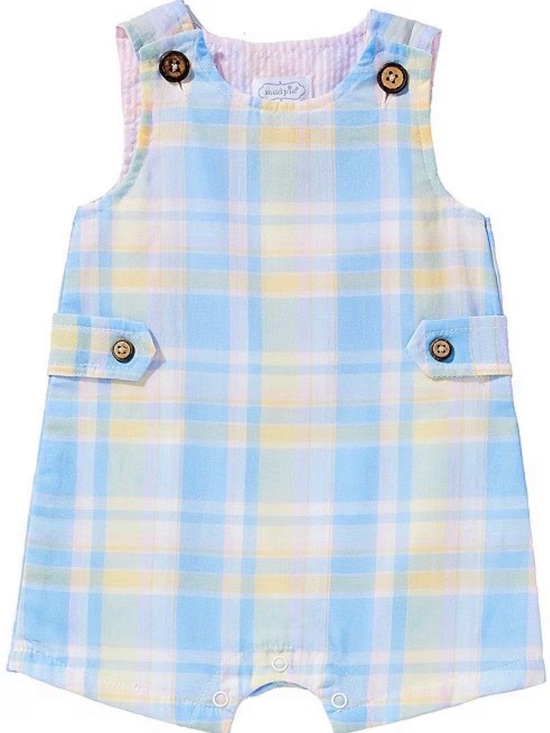 Mud Pie Other - Mud Pie Pastel Blue & Yellow Plaid Romper